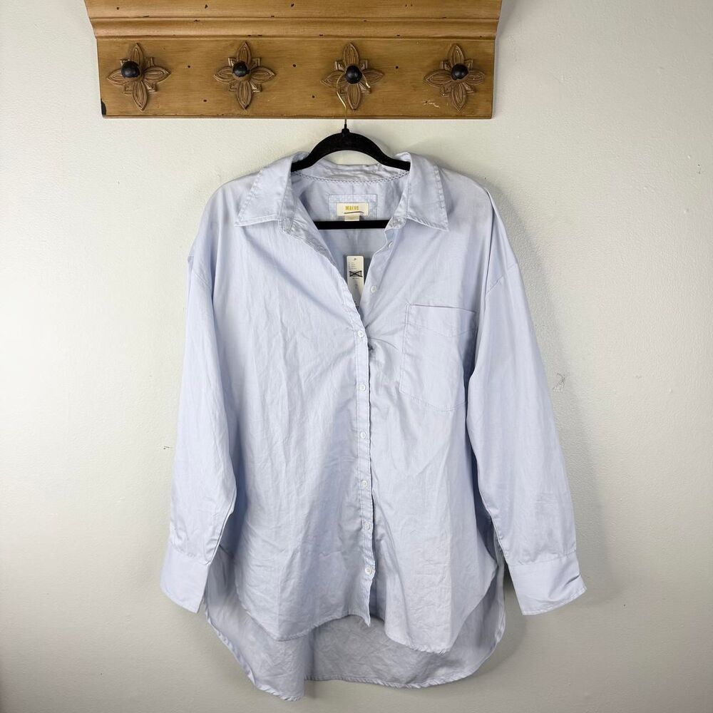Maeve Anthropologie Bennet Button Down Blue Shirt Large NWT